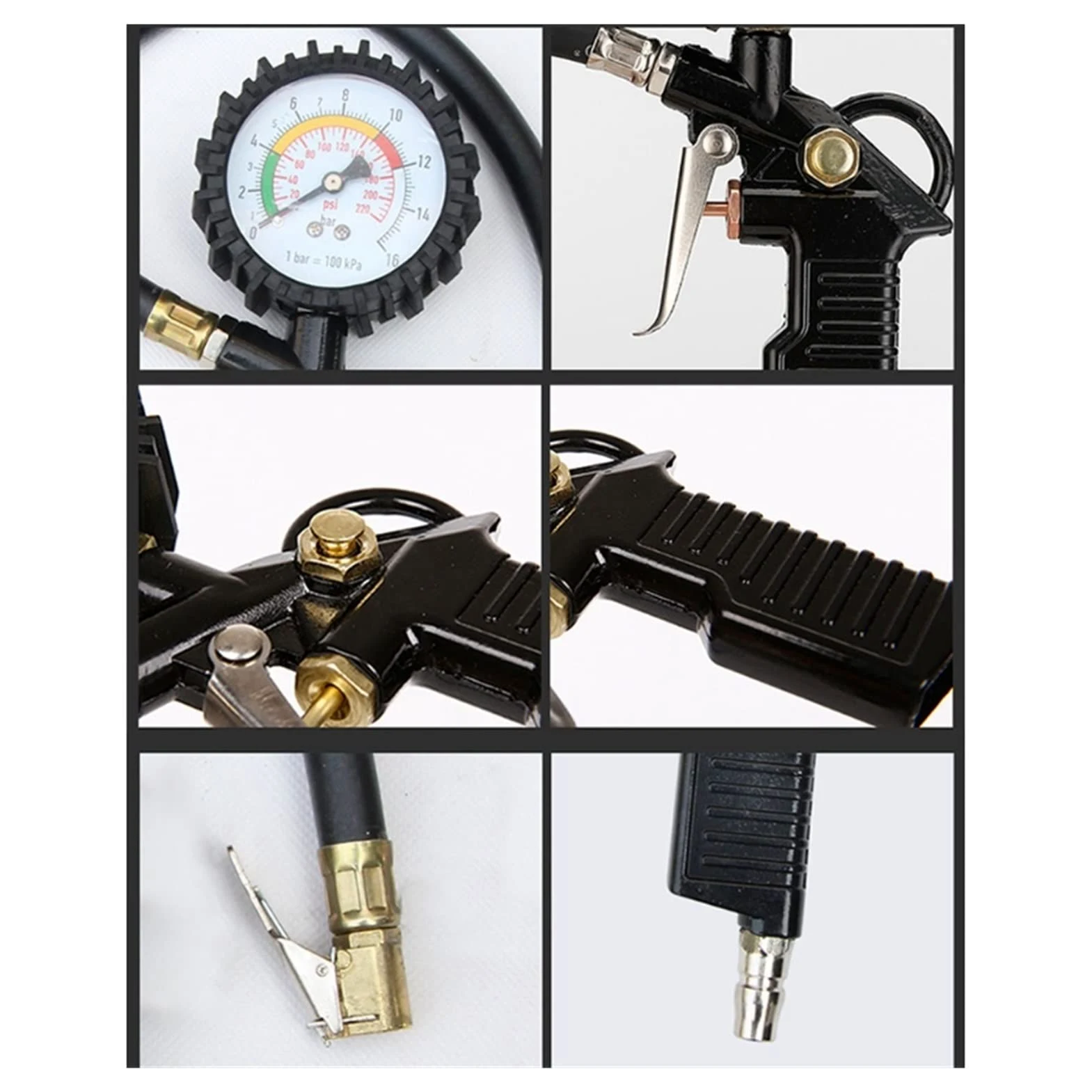 HMTE Auto Auto-Reifendruckmesser Reifenluftmesser Füllwerkzeug Autoreifenmesser 220PSl Selbstsichernder Abzugsgriff (Color : A) (A) (B)