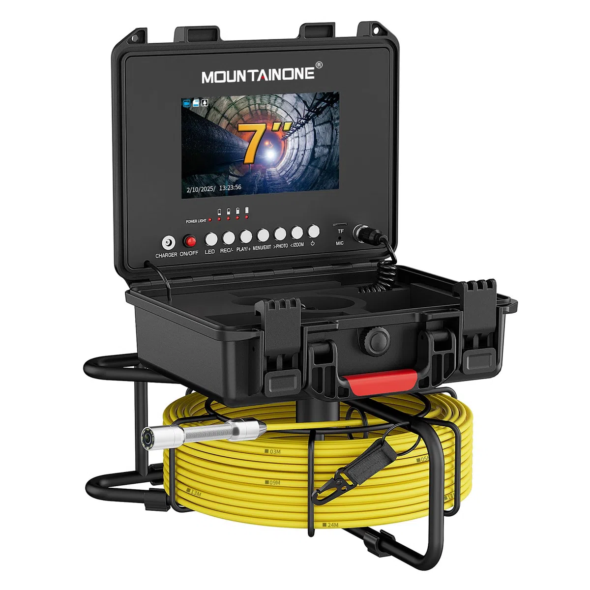 Rohrkamera 30M mit DVR, 7" IPS Monitor Endoskopkamera mit Licht Professionelle Wasserdichtes IP68 Kanalkamera mit 12 LED Licht, Inklusive 32GB TF-Karte