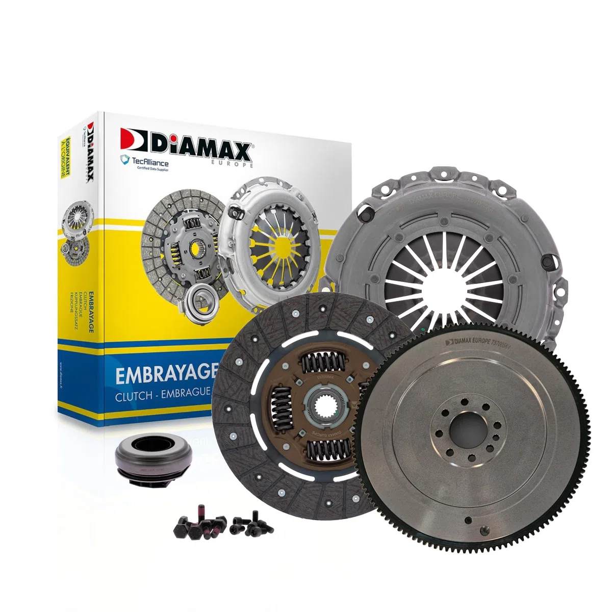 DIAMAX T57005K4 Kupplungssatz komplett mit Einmassenschwungrad mit Druckplattenschrauben mit Ausrücklager Kompatibel mit CITROËN C5 III Kombi RW 0532N3 0532Q5 9660745680
