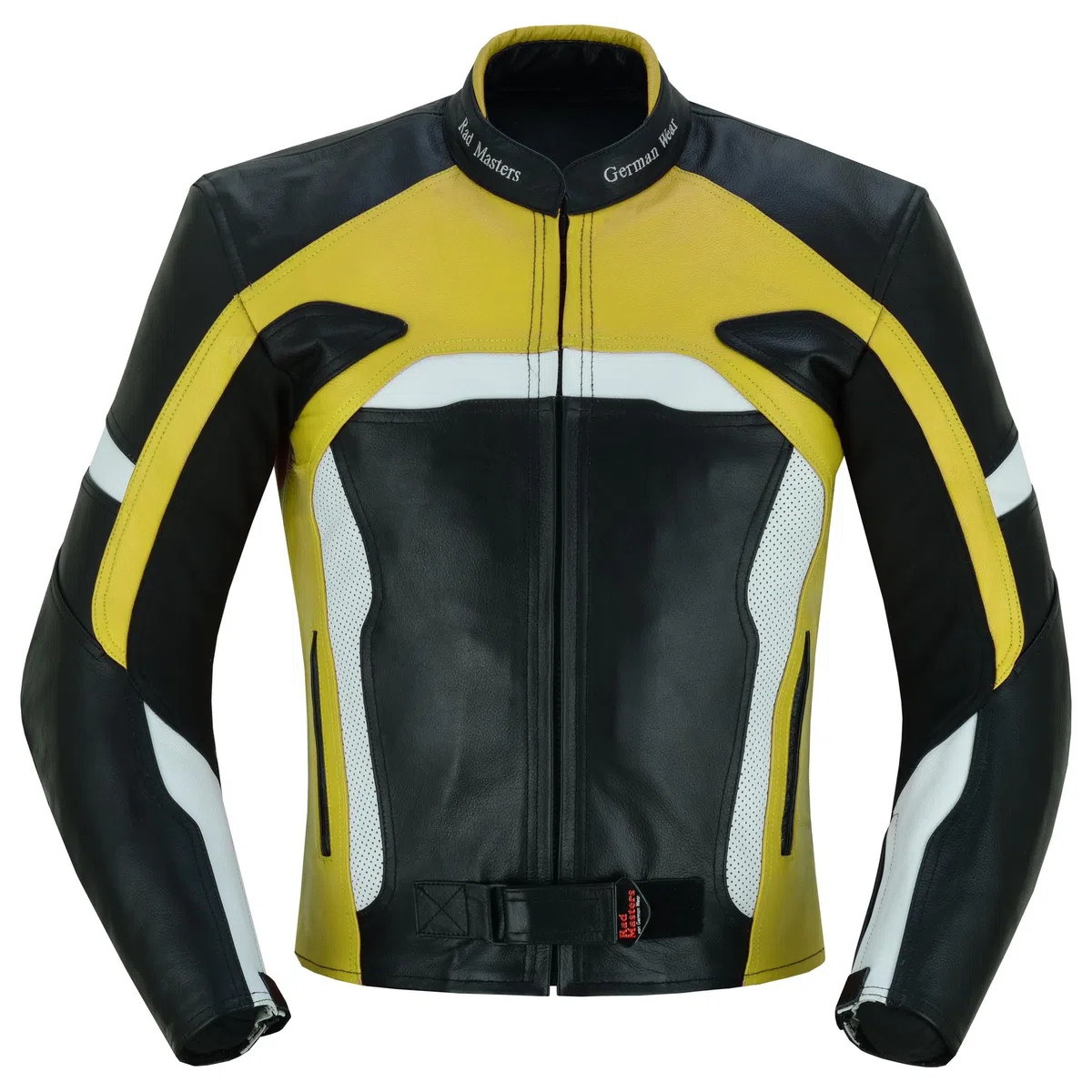 German Wear Motorradkombi Herren 2-teiler Biker Lederkombi aus Kalbsleder - mit alle Protektoren, abmehmbar & waschbar Thermofutter, Verstellbarer Taillengürtel und Reißverschluss-Taschen