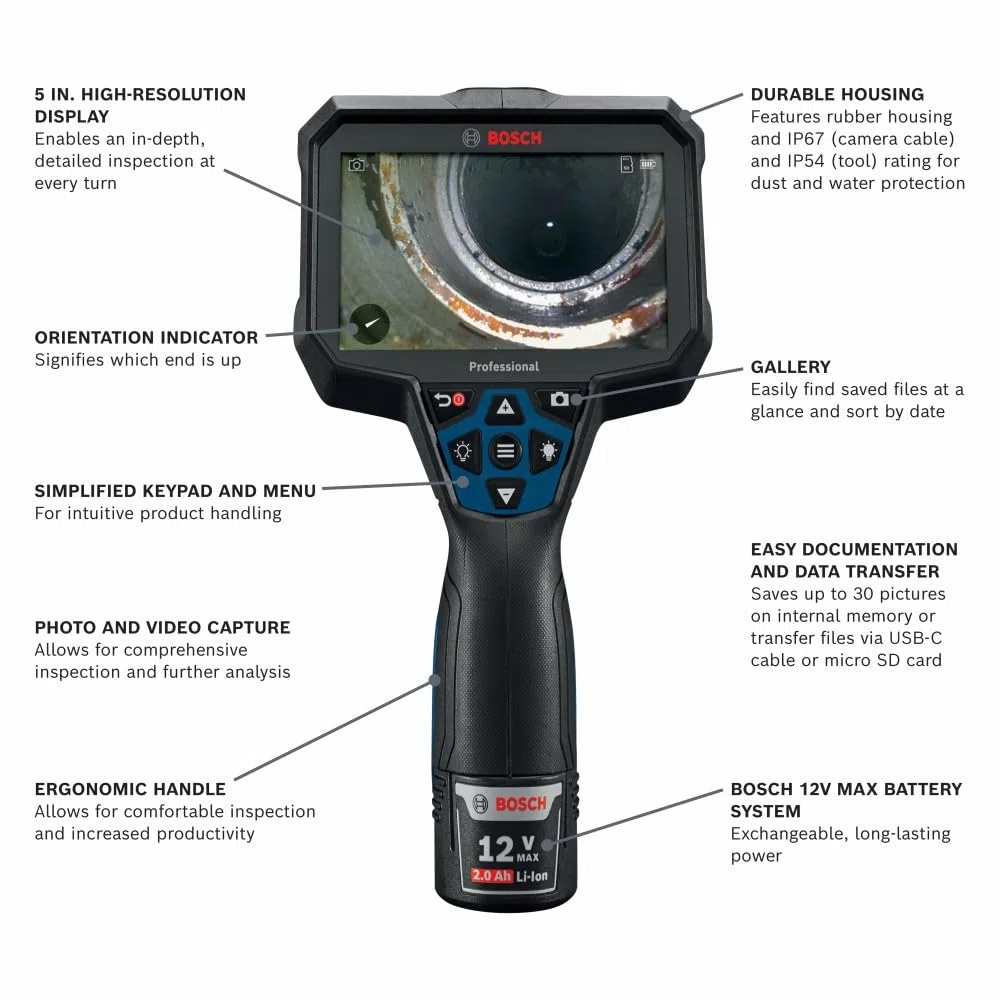Bosch GIC5-27C 12V Max Connected 11Ft. Handheld Inspektionskamera