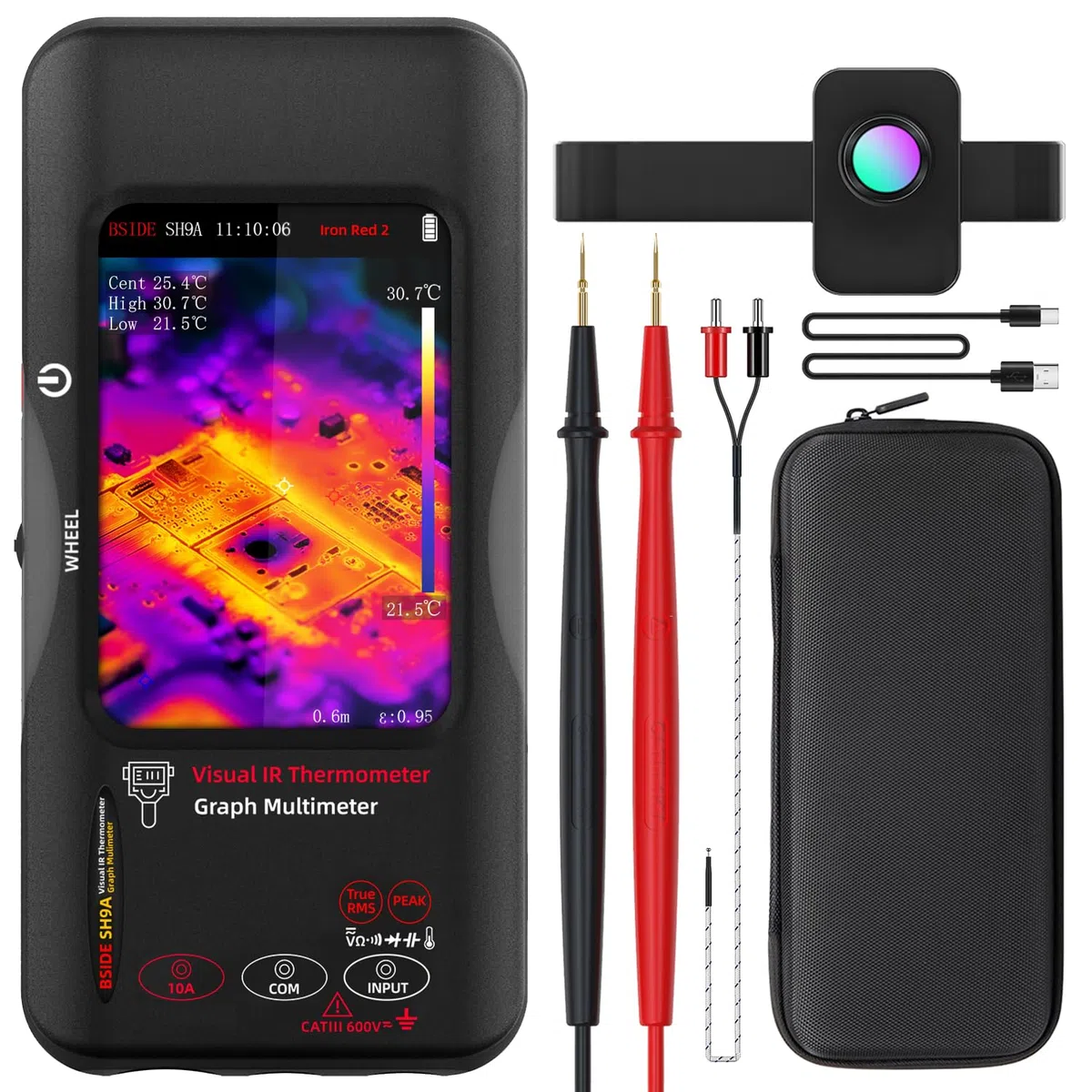 BSIDE SH9A Wärmebild Multimeter Dual Light Fusion Wärmebildkamera 428 x 320 IR-Auflösung mit Makroobjektiv & Touchscreen Graph Multimeter 20000 Zählungen TRMS 1000V 10A für Leckortung PCB Elektronik