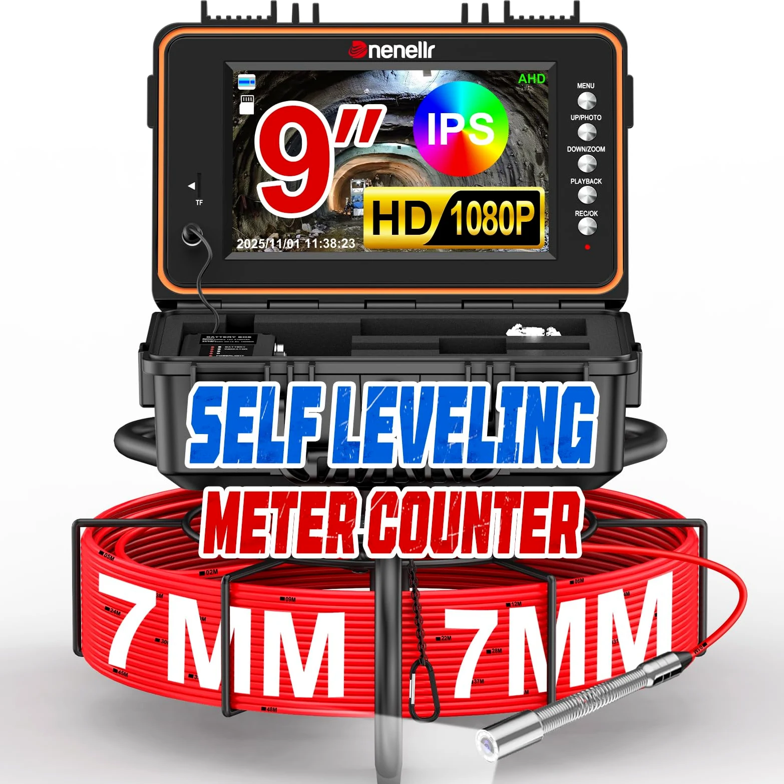 Rohrkamera 20m mit 512-Hz-Sender und Selbstnivellierung