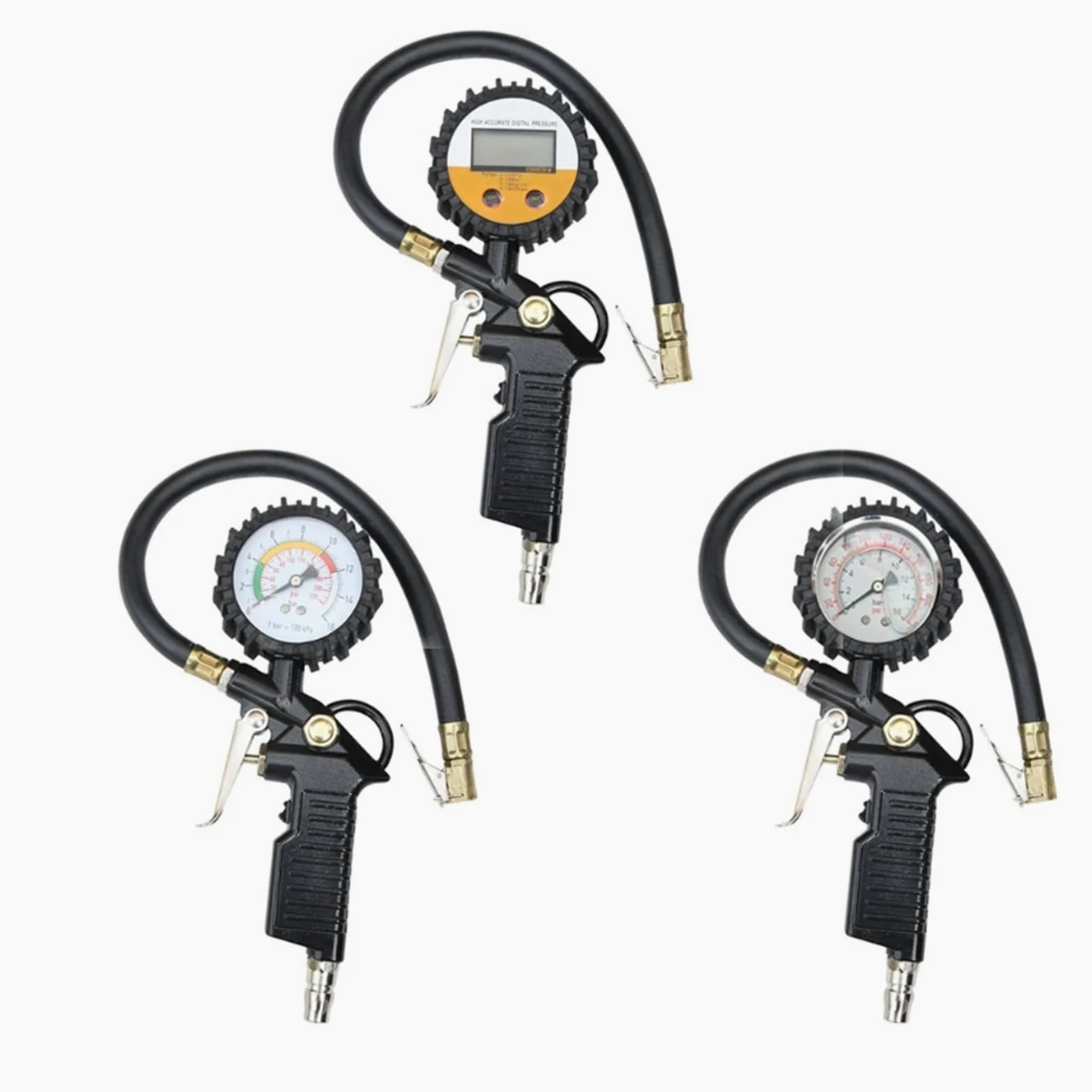 HMTE Auto Auto-Reifendruckmesser Reifenluftmesser Füllwerkzeug Autoreifenmesser 220PSl Selbstsichernder Abzugsgriff (Color : A) (A) (B)