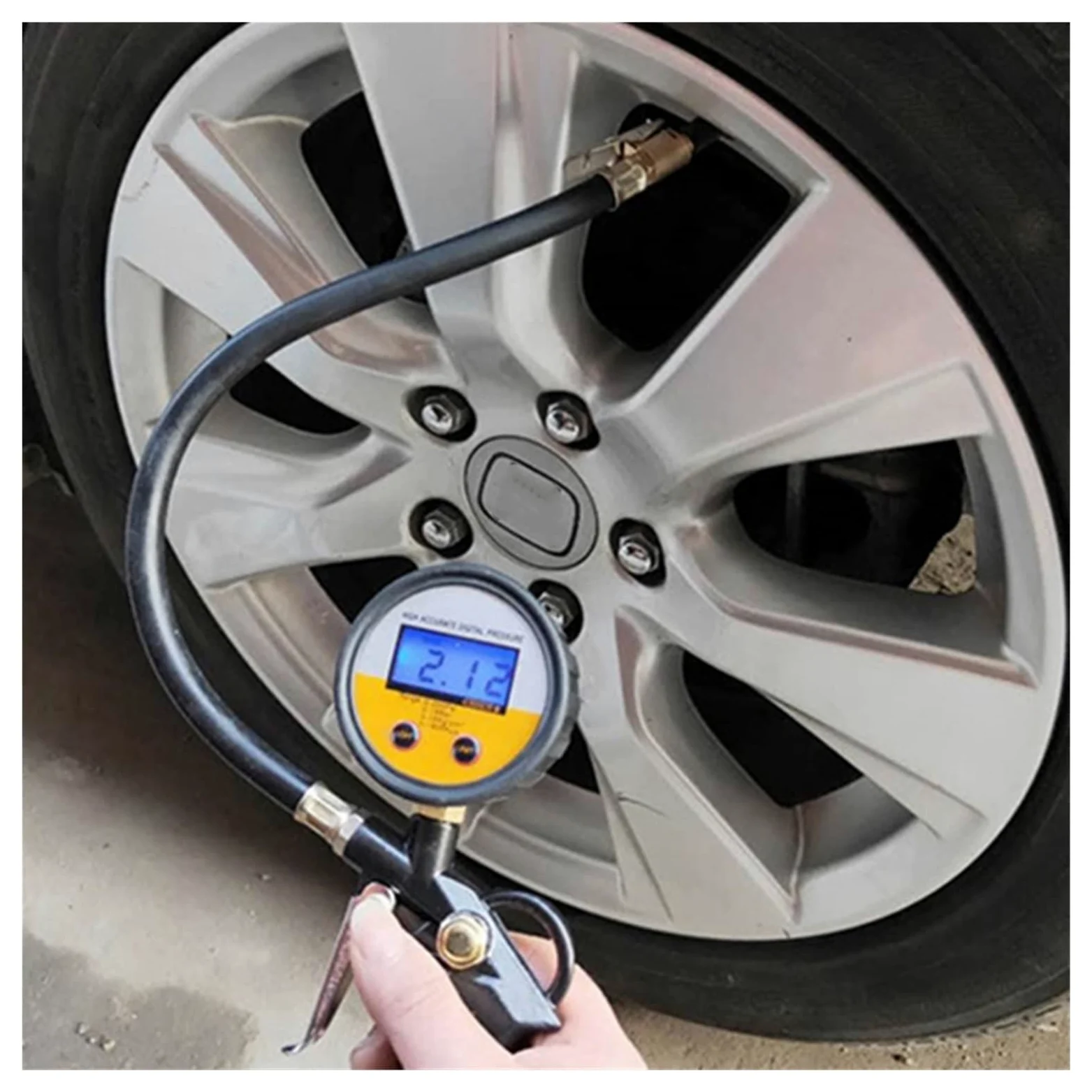 HMTE Auto Auto-Reifendruckmesser Reifenluftmesser Füllwerkzeug Autoreifenmesser 220PSl Selbstsichernder Abzugsgriff (Color : A) (A) (B)