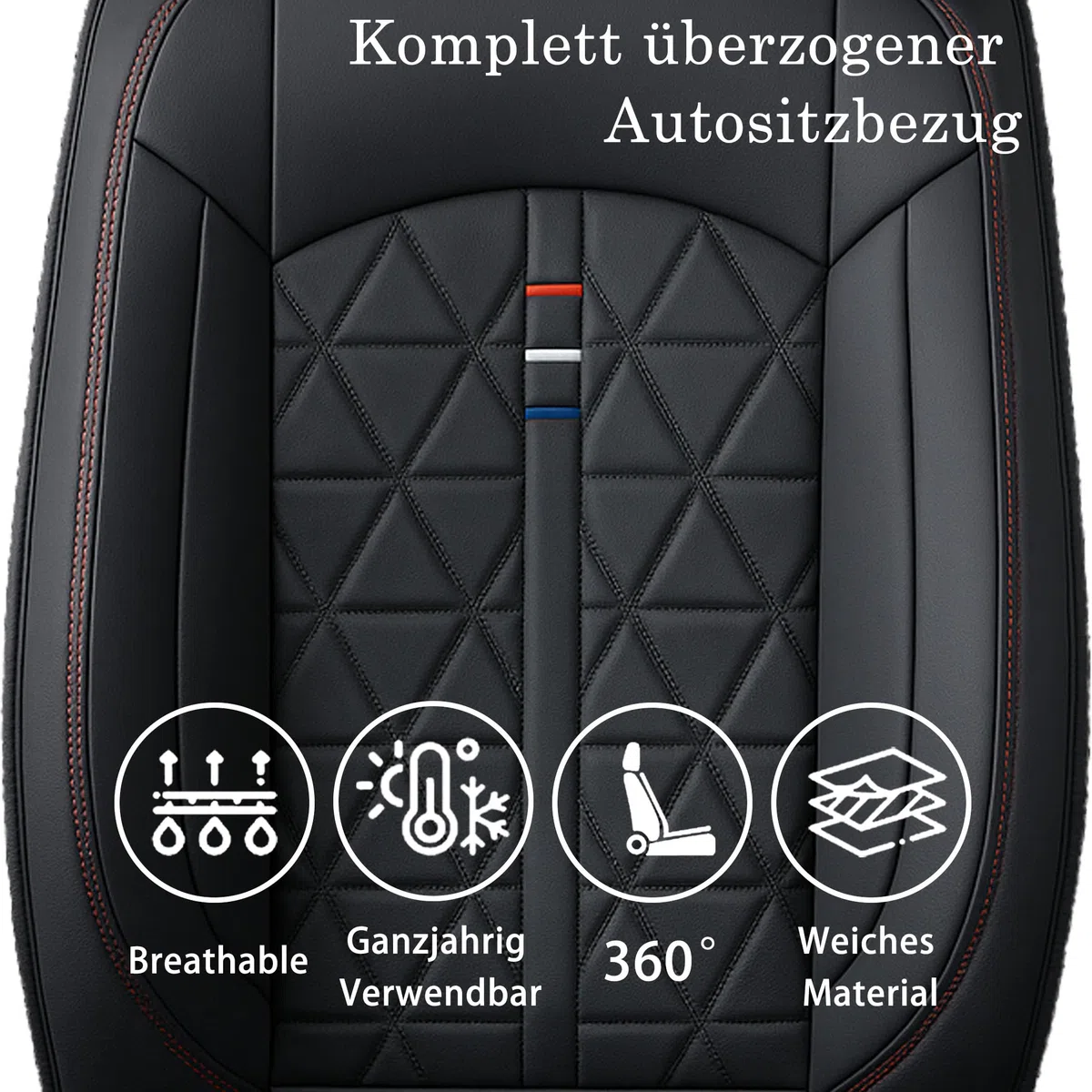 5-TLG. Autositzbezüge Für Dacia Duster Jogger Logan Logan Stepway Sandero Sandero Stepway,Universelles Komplett-Set ,Schwarz – Atmungsaktive & Strapazierfähige PU-Leder-Sitzschoner (Komplett-Set)