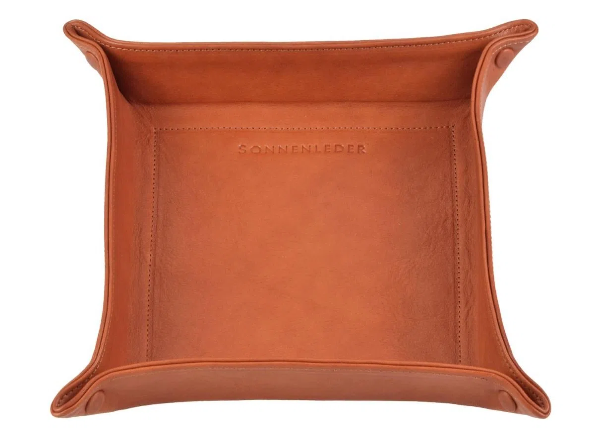 SONNENLEDER Ablageschale Leder Taschenleerer Schale Lederschale natur VIDE POCHE