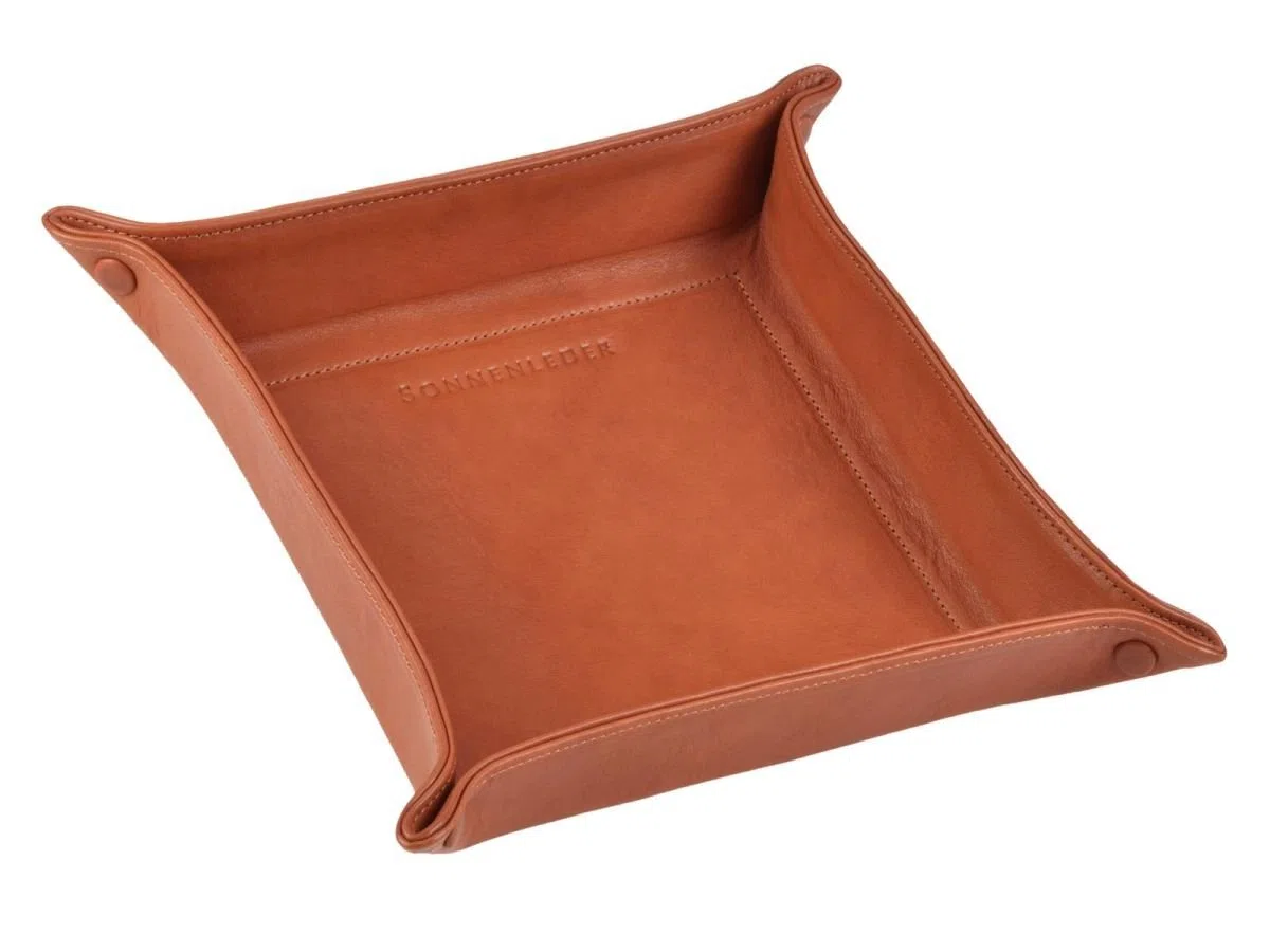 SONNENLEDER Ablageschale Leder Taschenleerer Schale Lederschale natur VIDE POCHE